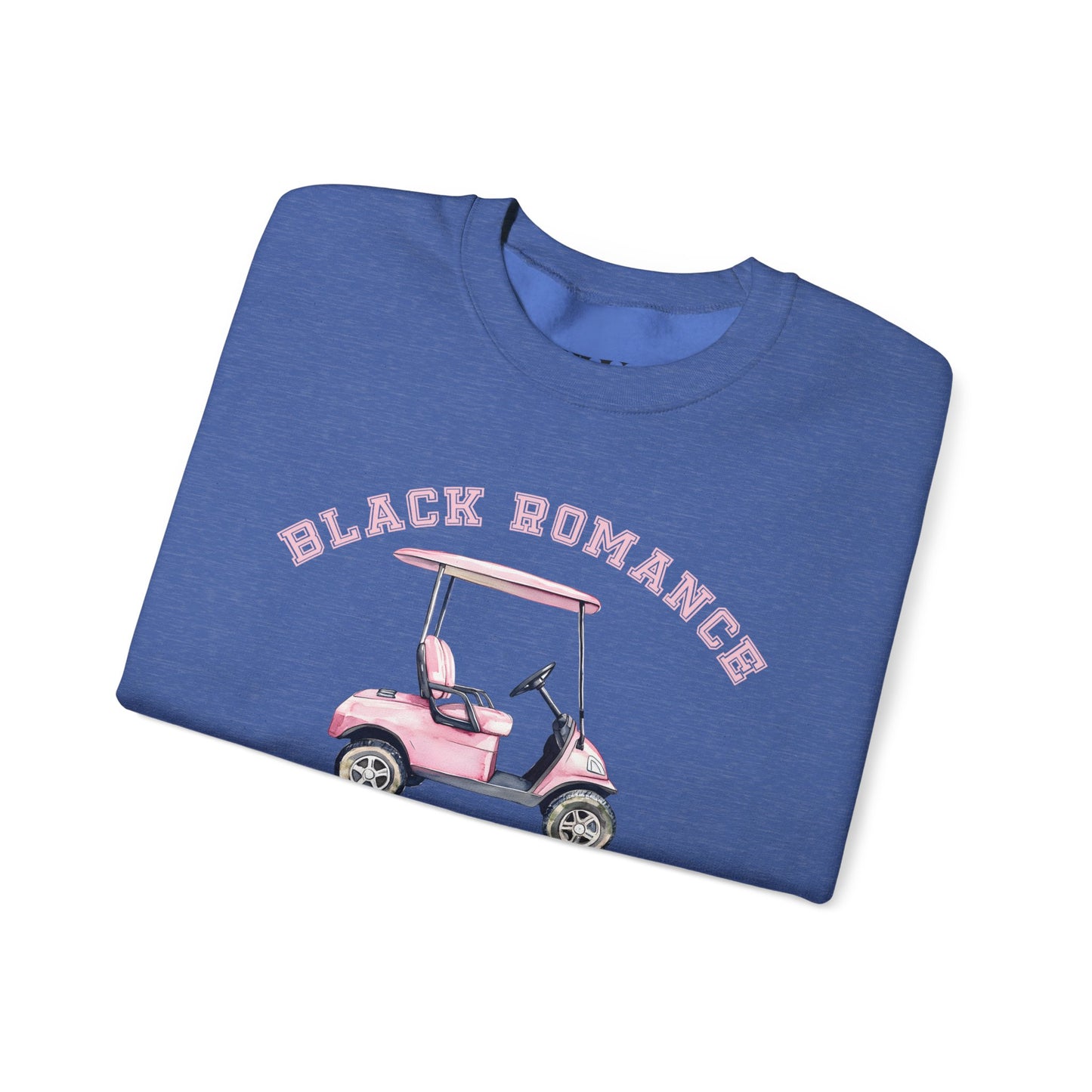 Crewneck Sweatshirt — "Black Romance Golf Club" Pink Golf Cart Graphic